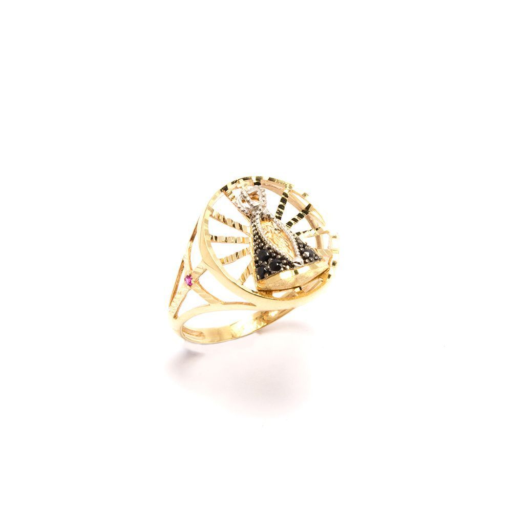 Anel Nsra. Aparecida de Safiras em Ouro 18 Kilates - 21489